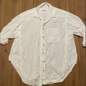 Free People White Oversized Button Up